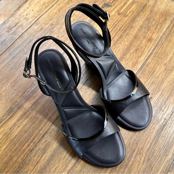Karl Lagerfeld Paris Wedge Ankle Strap Sandals Size 9M - Picture 4 of 11